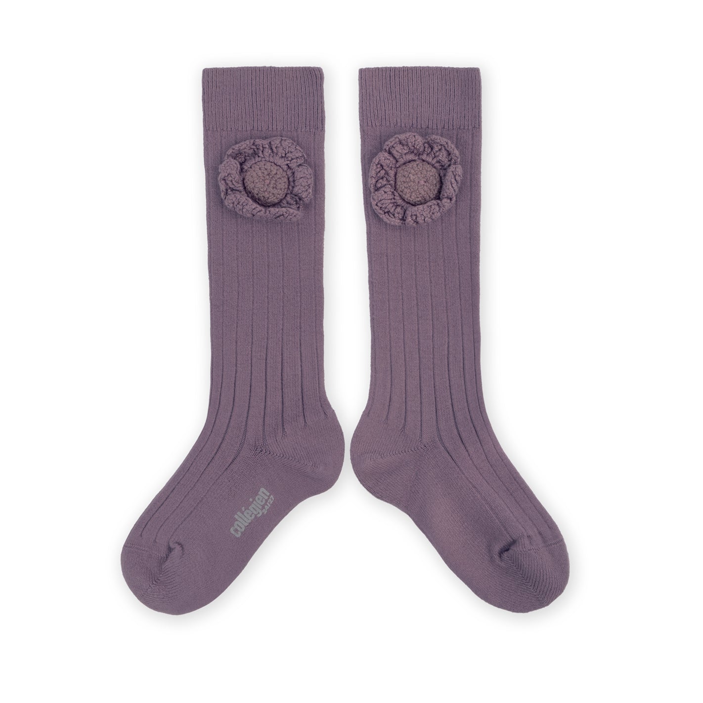 Collegien Fleur Knee High Ribbed Socks - Glycine du Japon *preorder*