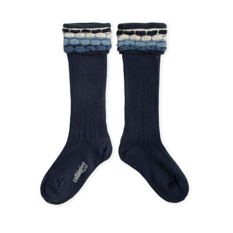 Collegien Steph Folded Cuff Knee High Socks -Nuit Etoilee *preorder*