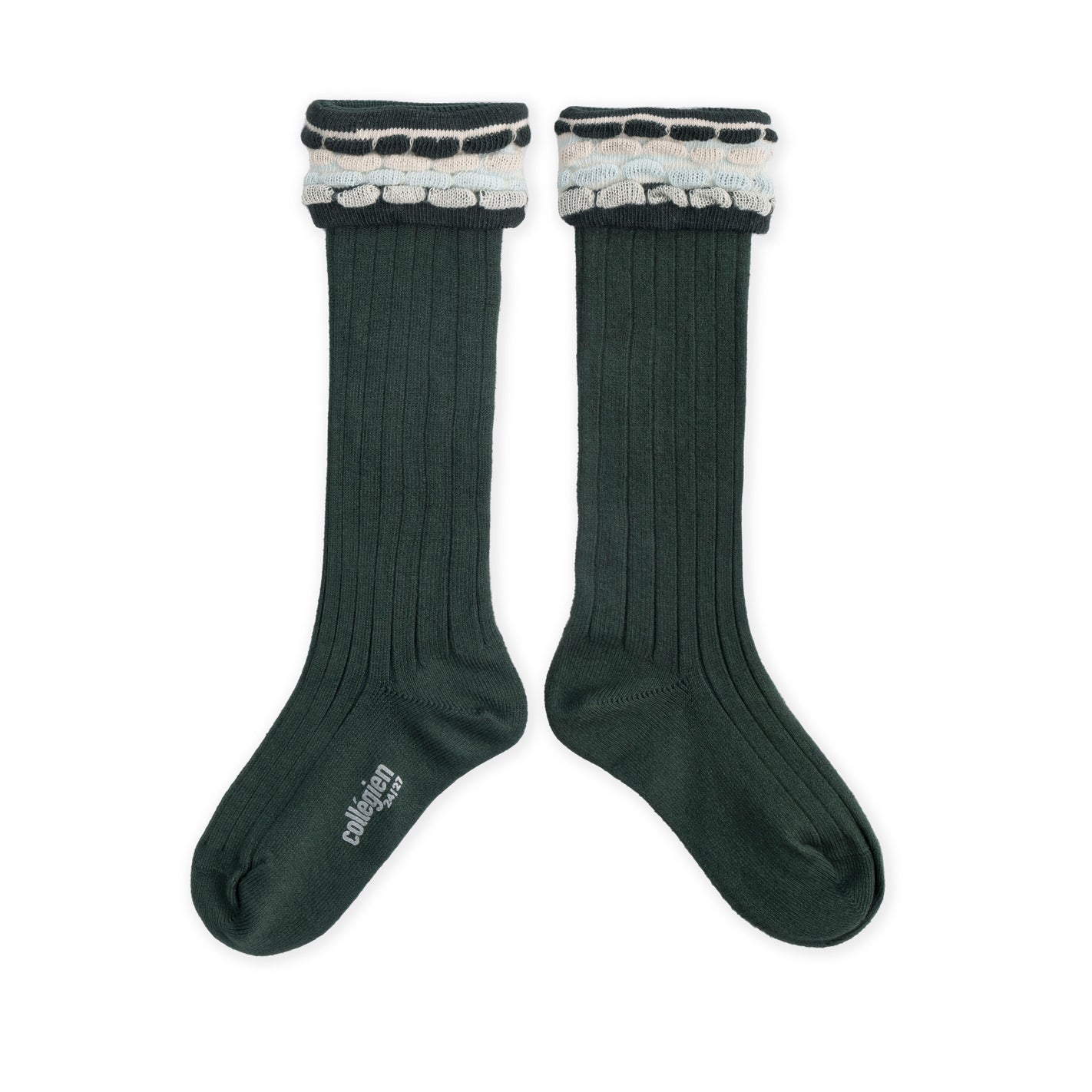 Collegien Steph Folded Cuff Knee High Socks -Vert Forêt *preorder*