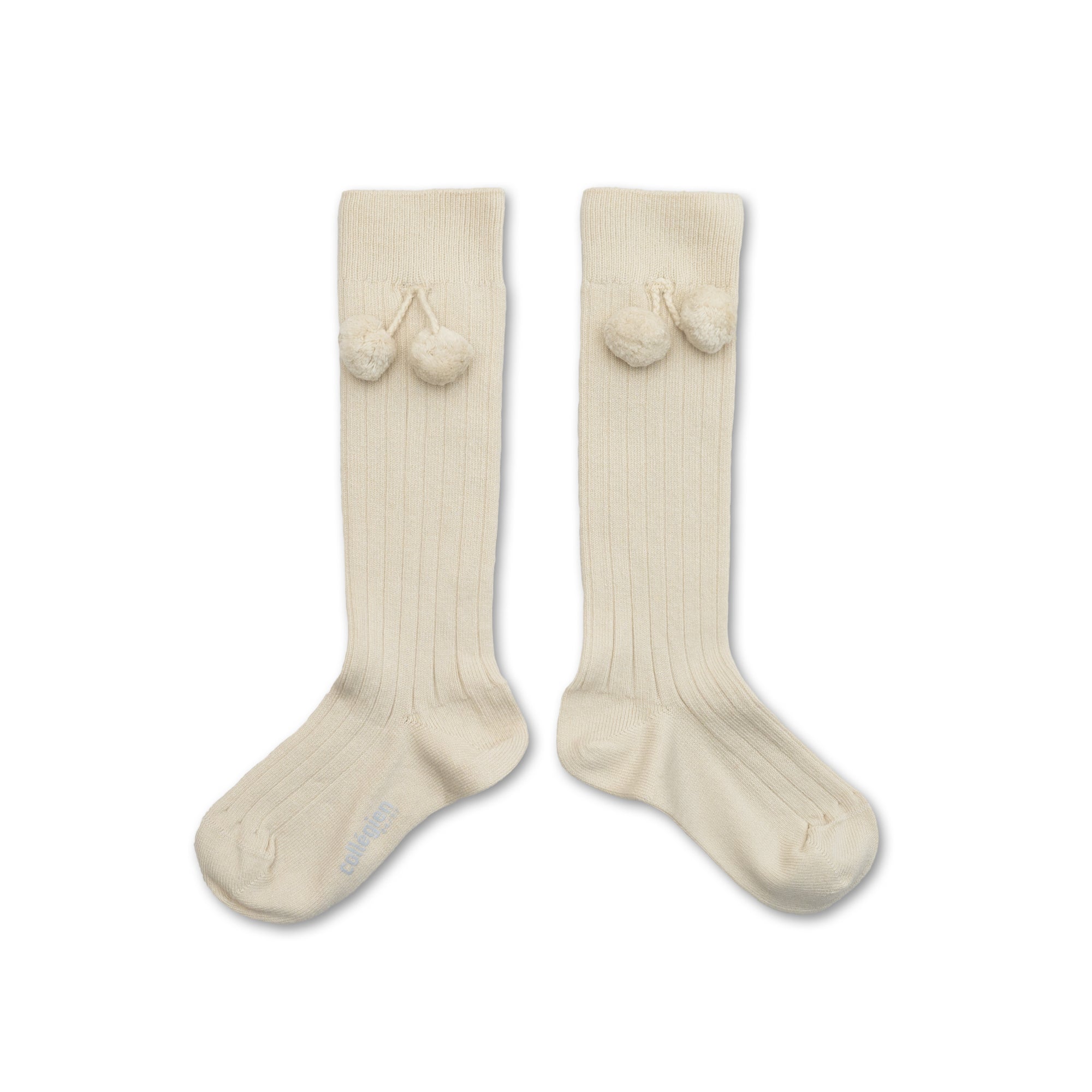 Collegien Diane Pompom Ribbed Knee-high Socks - Doux Agneaux *Preorder*