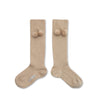 Collegien Diane Pompom Ribbed Knee-high Socks - Sable *Preorder*