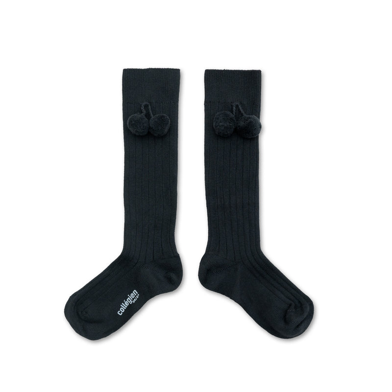 Collegien Diane Pompom Ribbed Knee-high Socks - Pierre De Volvic *Preorder*