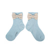 Collegien Colette Gingham Bow Ribbed Ankle Socks / Glacier *preorder*