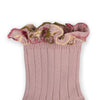 Collegien Anemone Embroider Ruffle Ankle Socks - Vieux Rose *preorder*