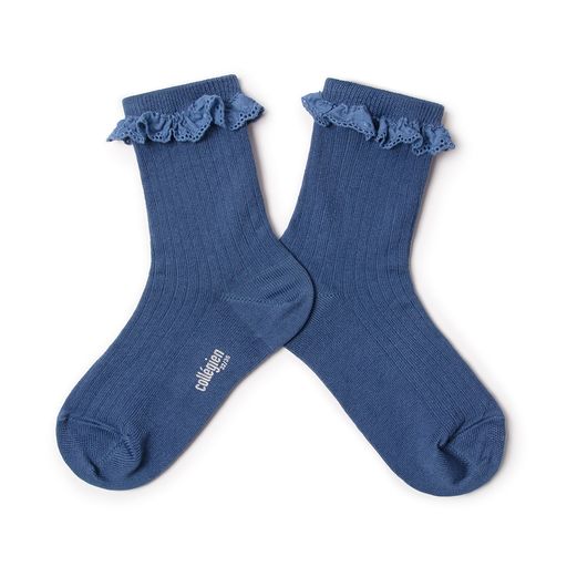 Collegien Lightweight Ribbed Socks Pauline - Bleu Saphir *preorder*