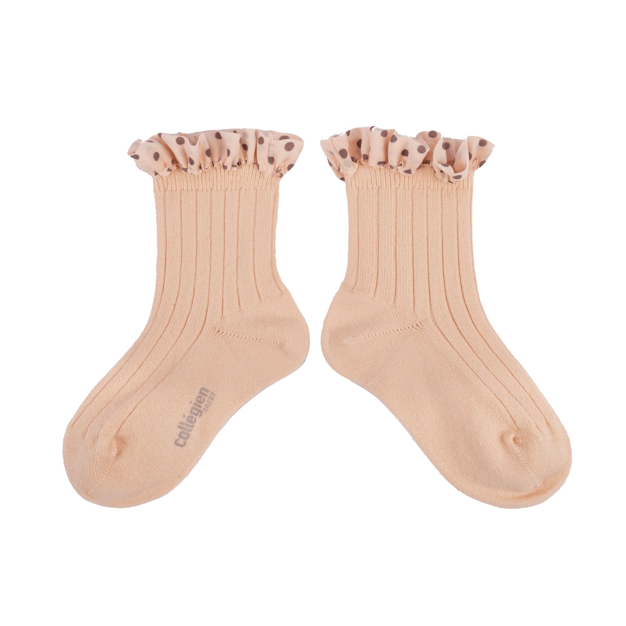 Collegien Polka Dots Ruffle Ankle Socks - Sorbet *Preorder*