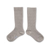 Collegien Alix Cable-Knit Merino Wool Knee-high Socks - Gris Perle *Preorder*