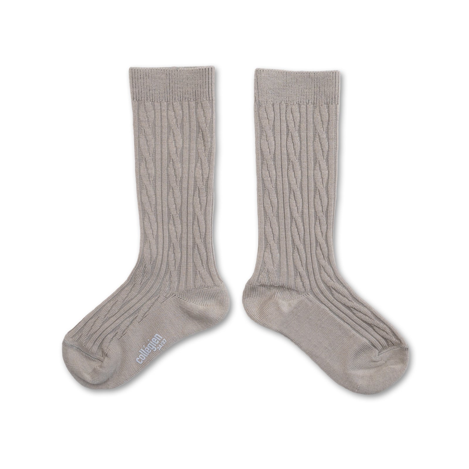 Collegien Alix Cable-Knit Merino Wool Knee-high Socks - Gris Perle *Preorder*