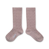 Collegien Alix Cable-Knit Merino Wool Knee-high Socks - Vieux Rose *Preorder*