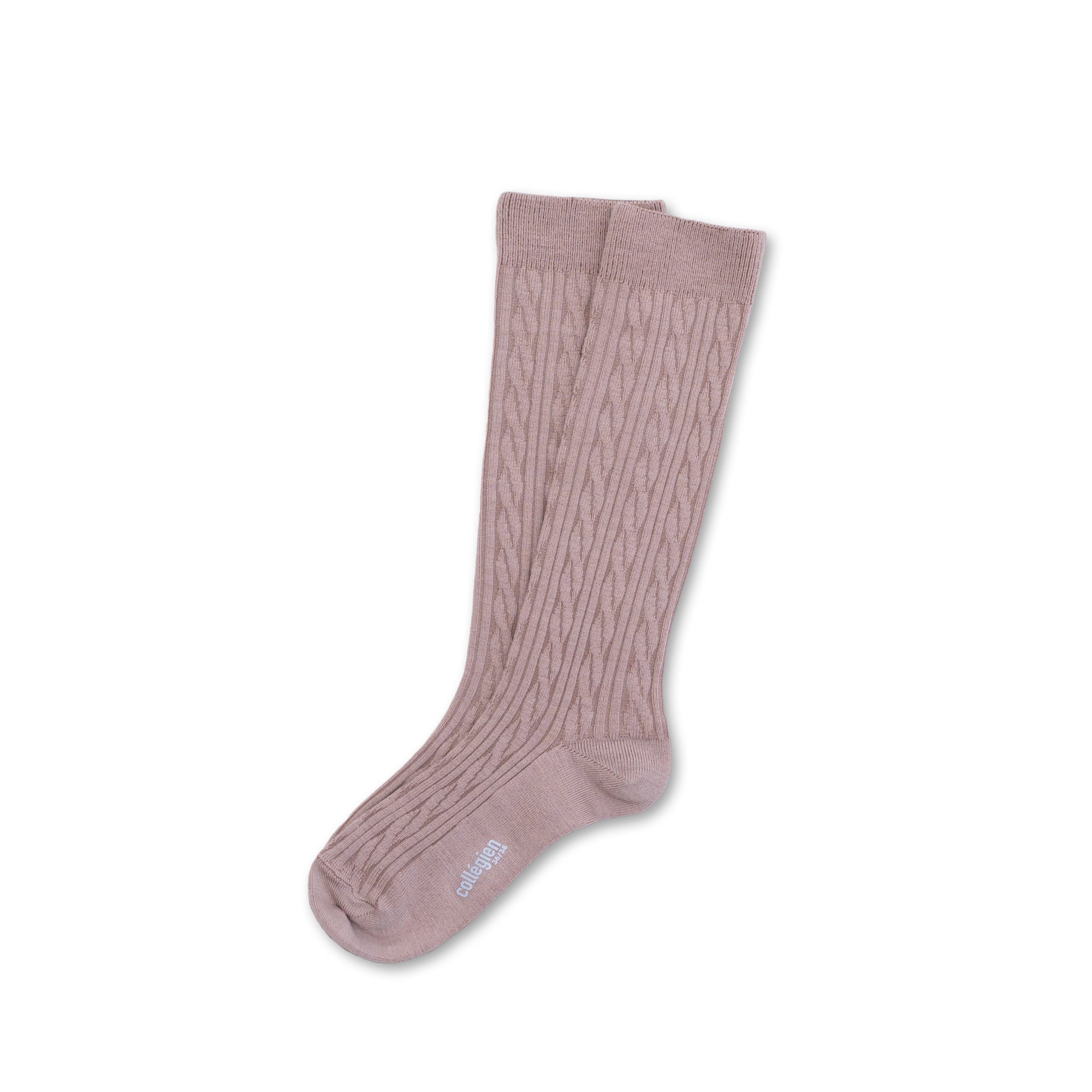Collegien Alix Cable-Knit Merino Wool Knee-high Socks - Vieux Rose *Preorder*
