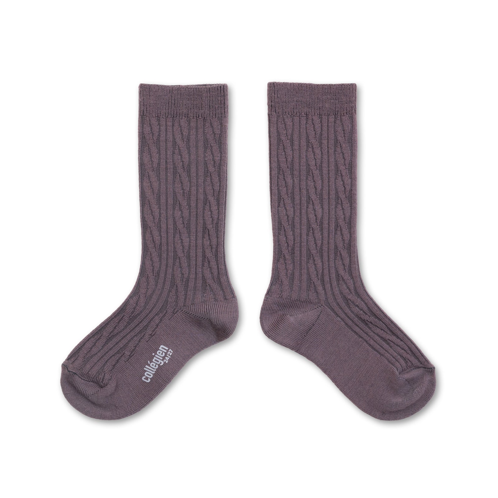 Collegien Alix Cable-Knit Merino Wool Knee-high Socks - Glycine Du Japon *Preorder*