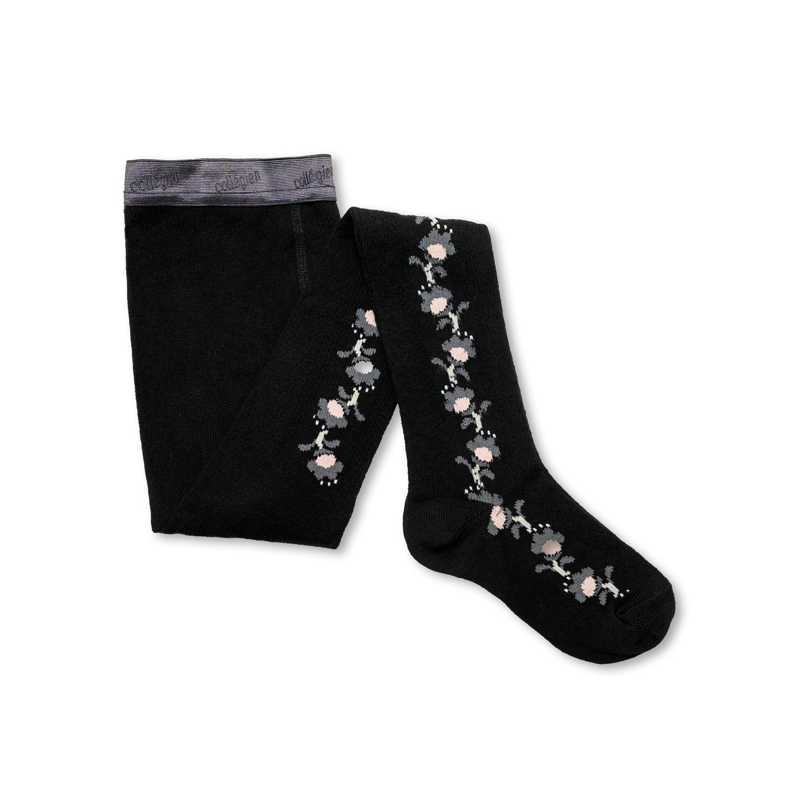 Collegien Anthea Pointelle Jacquard Tights /Noir De Charbon *PreOrder*