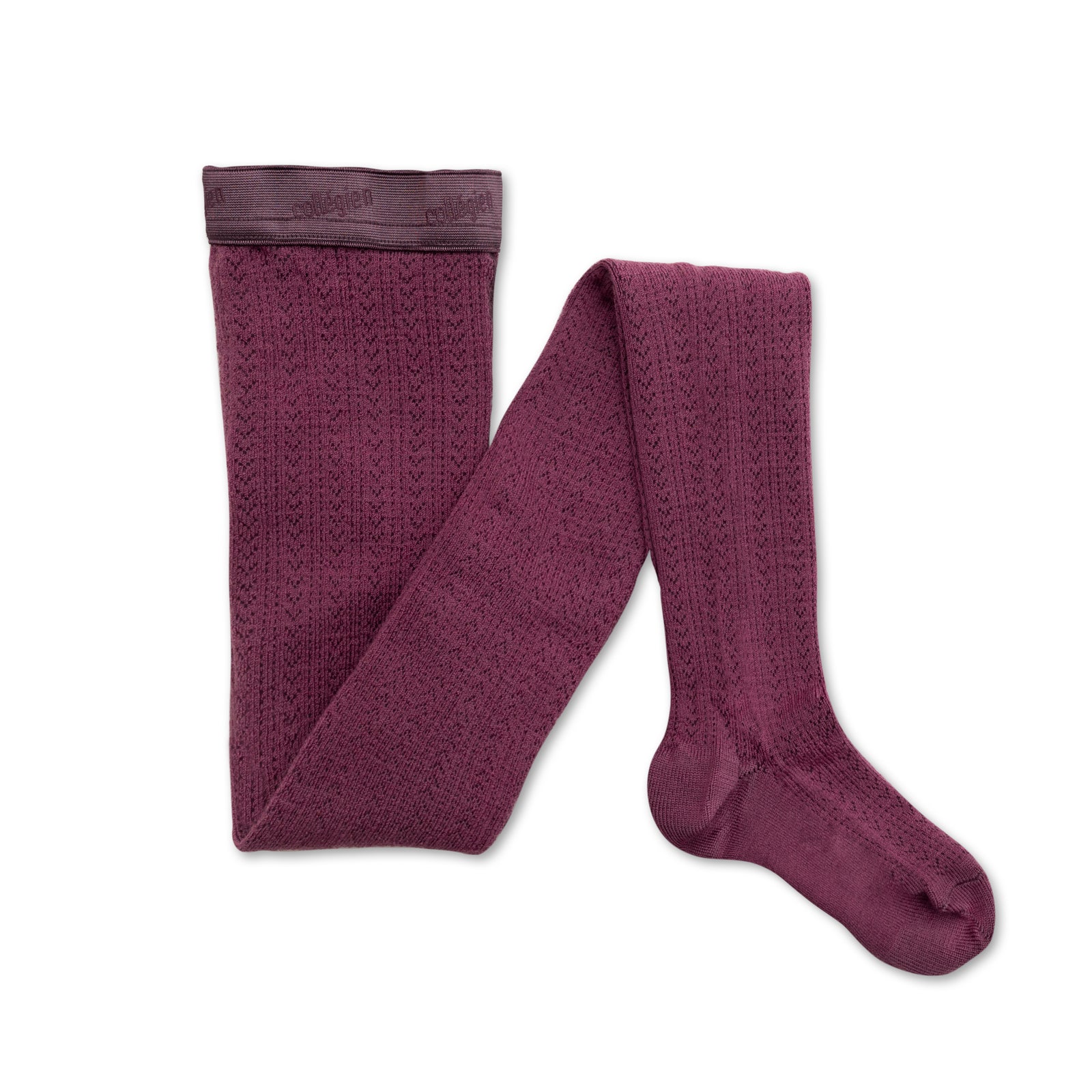 Collegien Pointelle Merino Wool Tights / Raisin Rose *PreOrder*