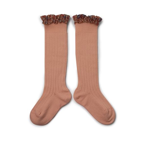 Collegien Elisabeth Liberty Ruffle Knee High Socks/ Bois de Rose *preorder*