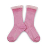 Collegien Alizee Ribbed Tulle Trim Glitter Ankle Socks /Rose Bonbon*preorder*