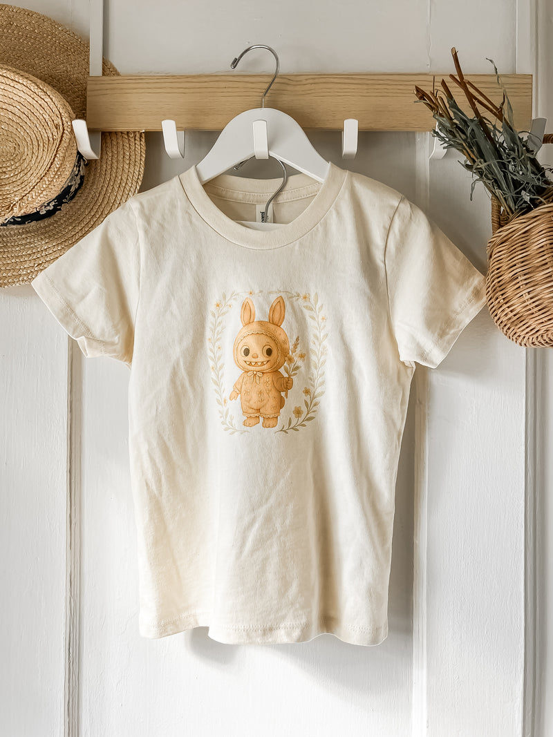 Le Petit Elle Organic Natural Tee - Labubu Flower Halo