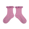 Collegien Polka Dots Ruffle Ankle Socks - Rose Bonbon