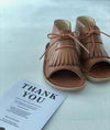 Young Soles Agnes Kilted Boot Sandals Tan