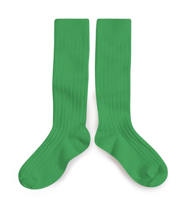 Collegien Ribbed Knee High Socks / Vert Jackpot