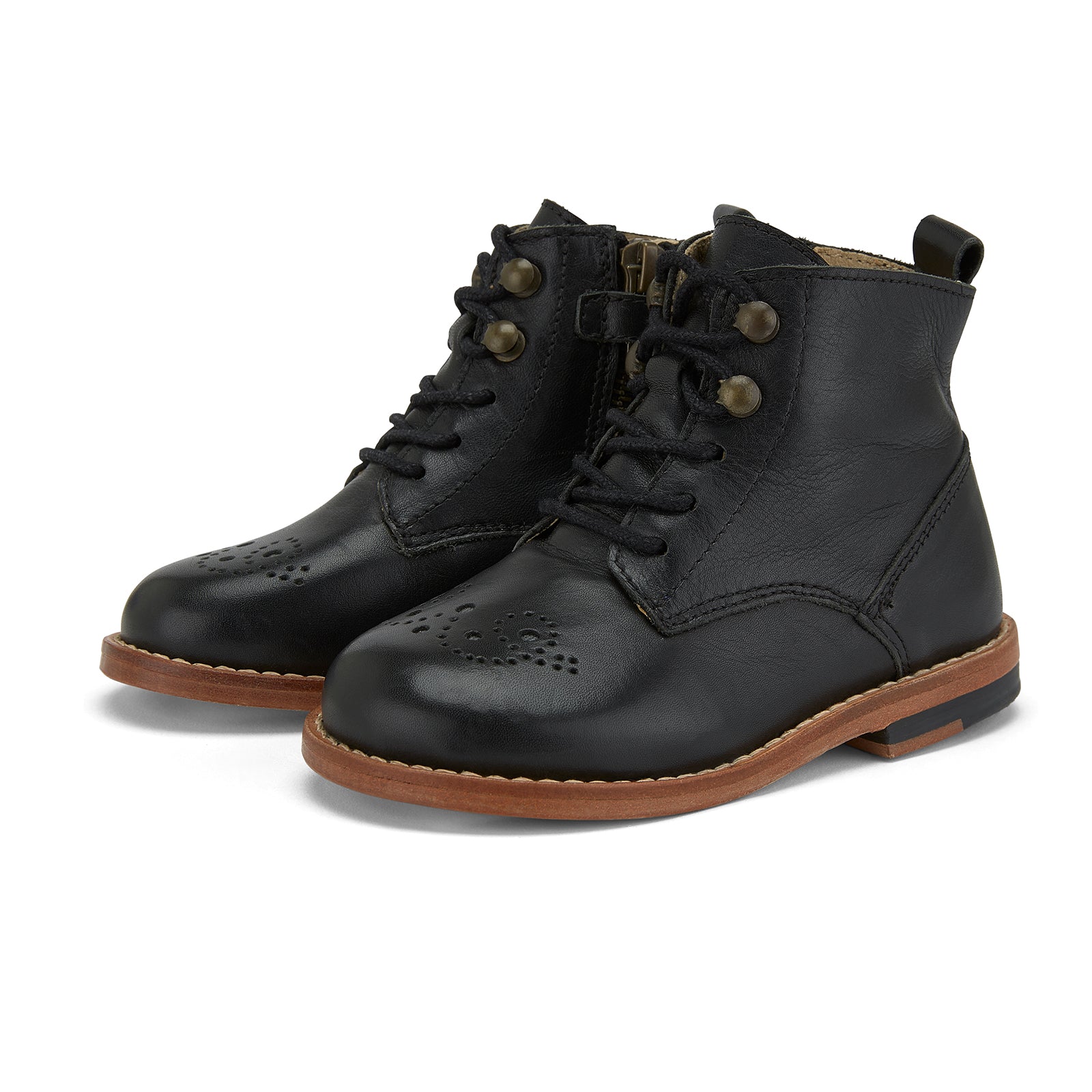 Young Soles Buster Brogue Black Leather Boots