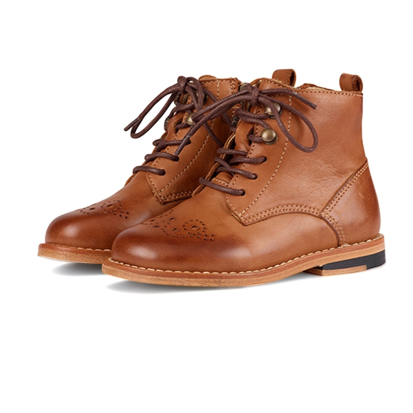 Young Soles Buster Brogue Tan Burnished Leather Boots