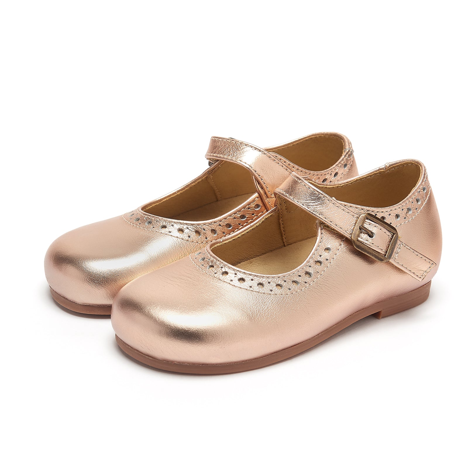 Young Soles Diana Rose Gold Mary Jane Leather Shoes