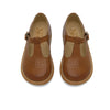 Young Soles Dottie T-Bar Leather Shoes - Tan Burnished