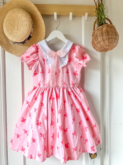 Le Petit Elle Knit Sophie Dress - Pink Bow Ballerina