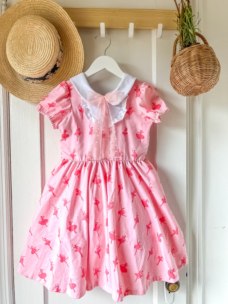Le Petit Elle Knit Sophie Dress - Pink Bow Ballerina