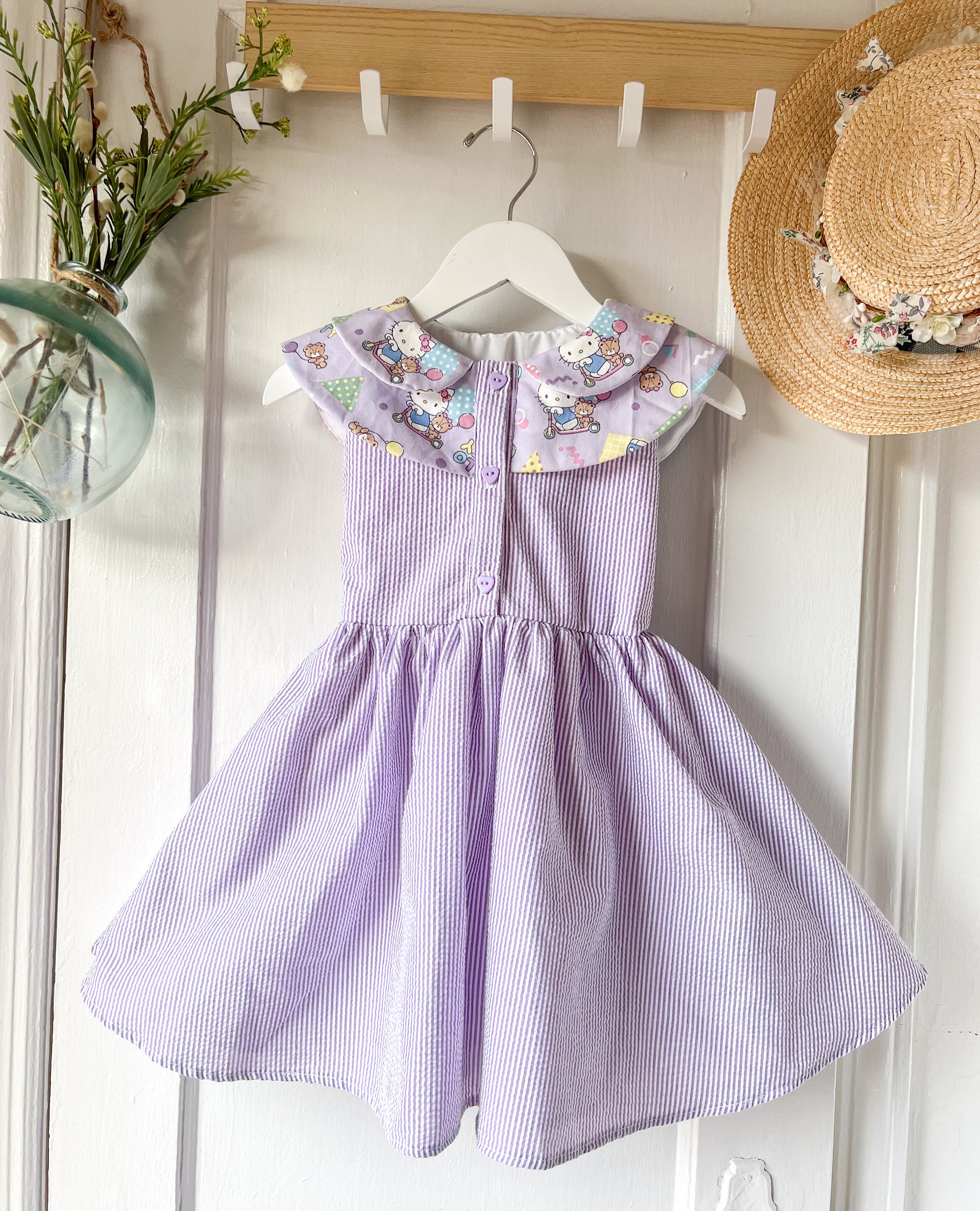 Le Petit Elle Evie Purple Dress - Hello Kitty Scooter Collar