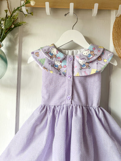 Le Petit Elle Evie Purple Dress - Hello Kitty Scooter Collar