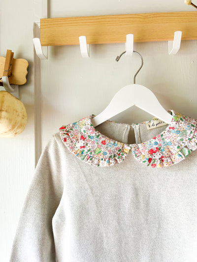 Le Petit Elle Penelope Heather Grey Sweater Top - Hello Kitty Collar