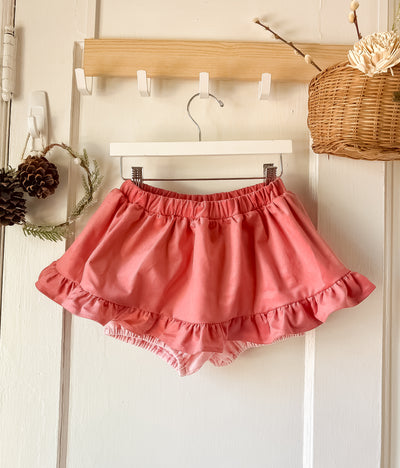 Le Petit Elle Charlie Skort | Rose Corduroy W/ Light Pink Knit Bloomers