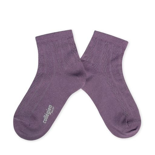 Collegien Antoinette Pointelle Cotton Ankle Socks / Glycine du Japon *preorder*