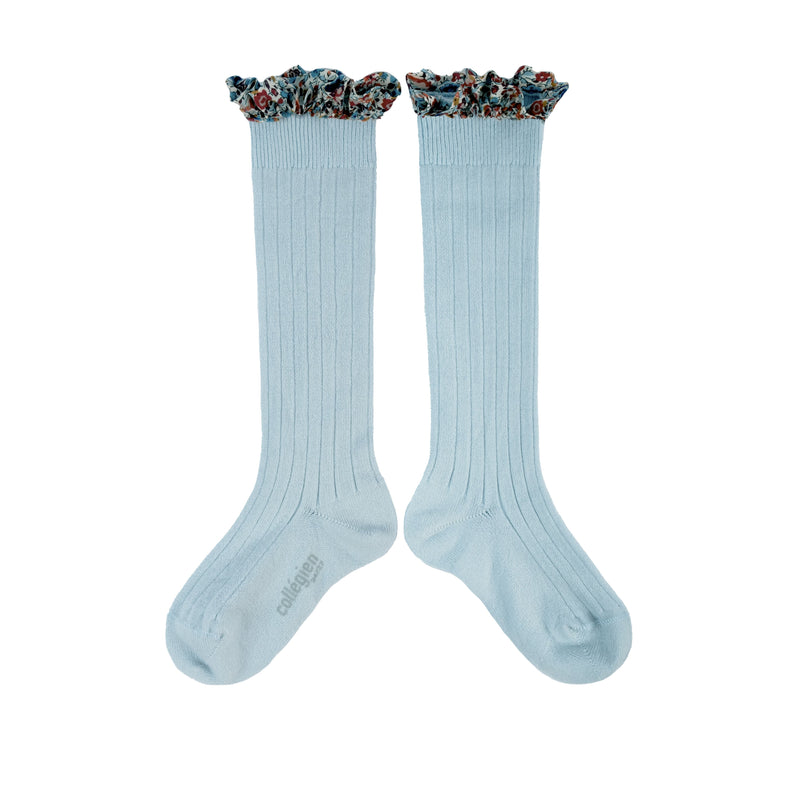 Collegien Elisabeth Liberty Ruffle Knee High Socks/ Glacier *preorder*