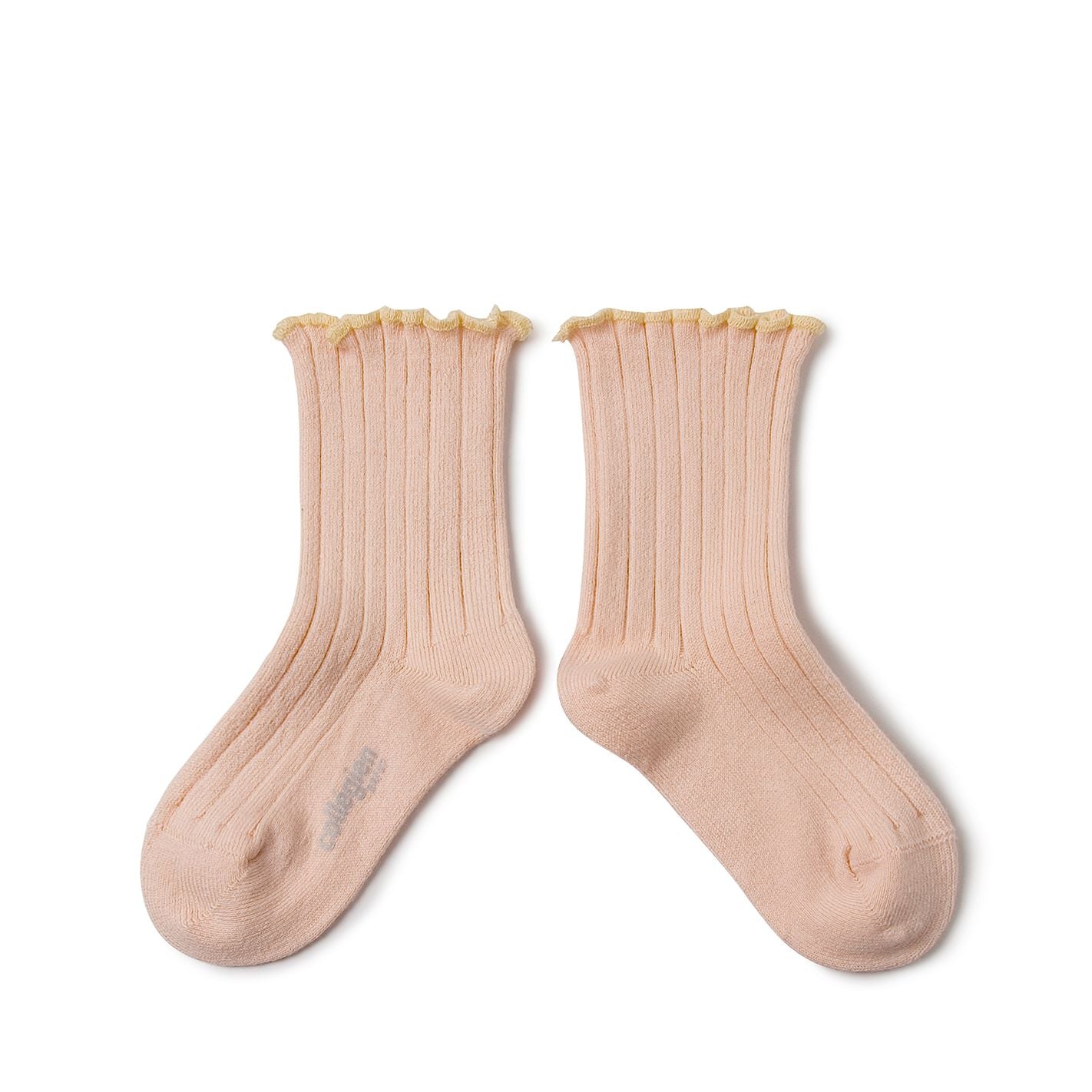 Collegien Delphine Lettuce Trim Ribbed Socks - Sorbet