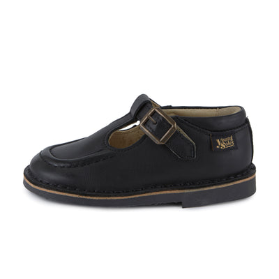 Young Soles Parker T-Bar Black Leather Shoes