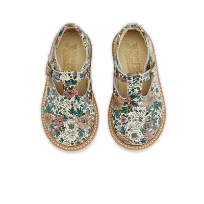 Young Soles Rosie T-Bar Leather Shoes - Floral Pink