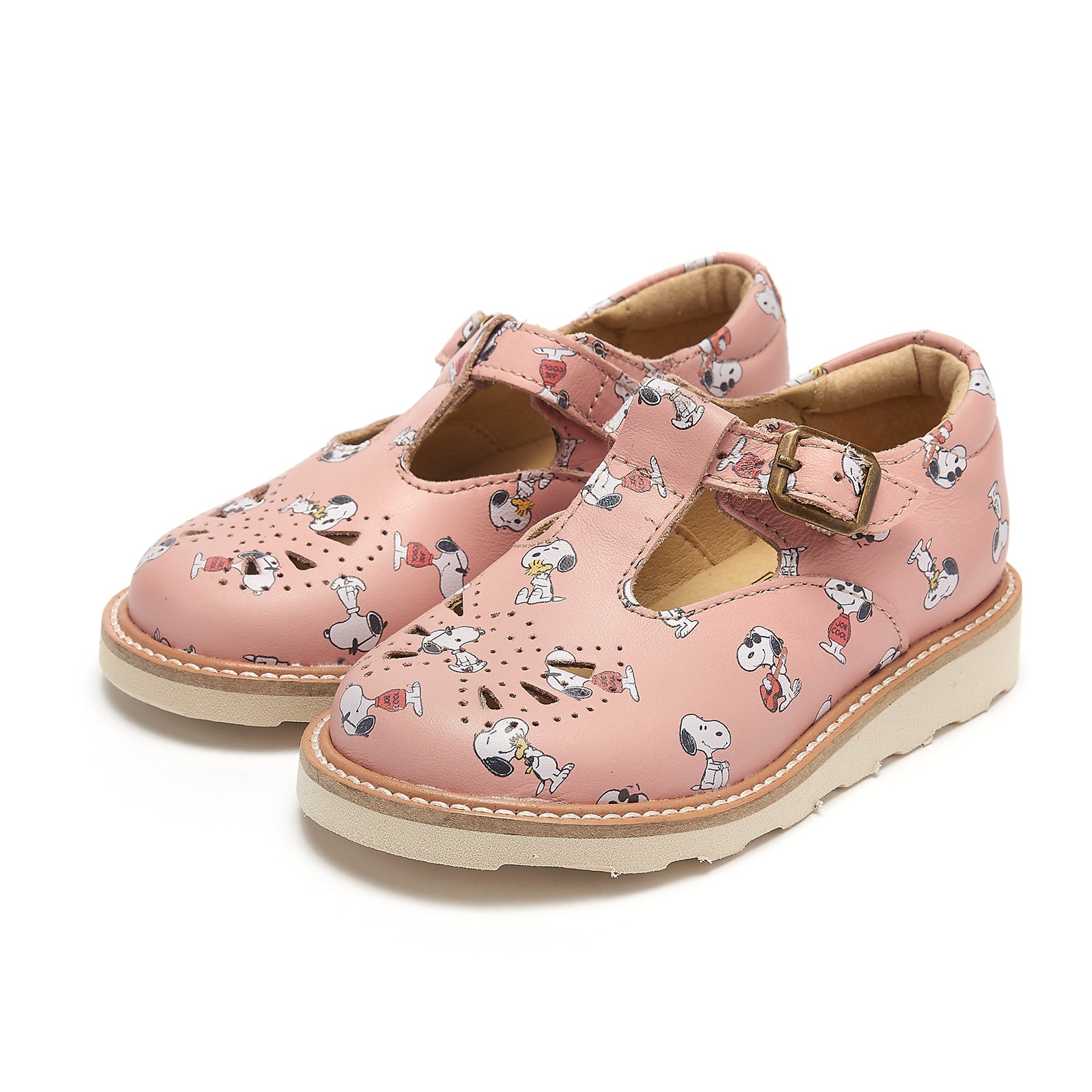 Young Soles Rosie T-Bar Leather Shoes - Pink