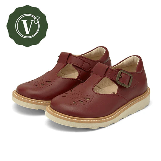 Young Soles Rosie T-Bar Vegan Shoes - Cherry