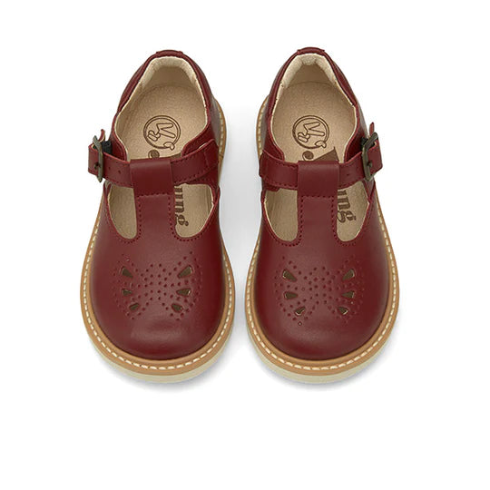 Young Soles Rosie T-Bar Vegan Shoes - Cherry