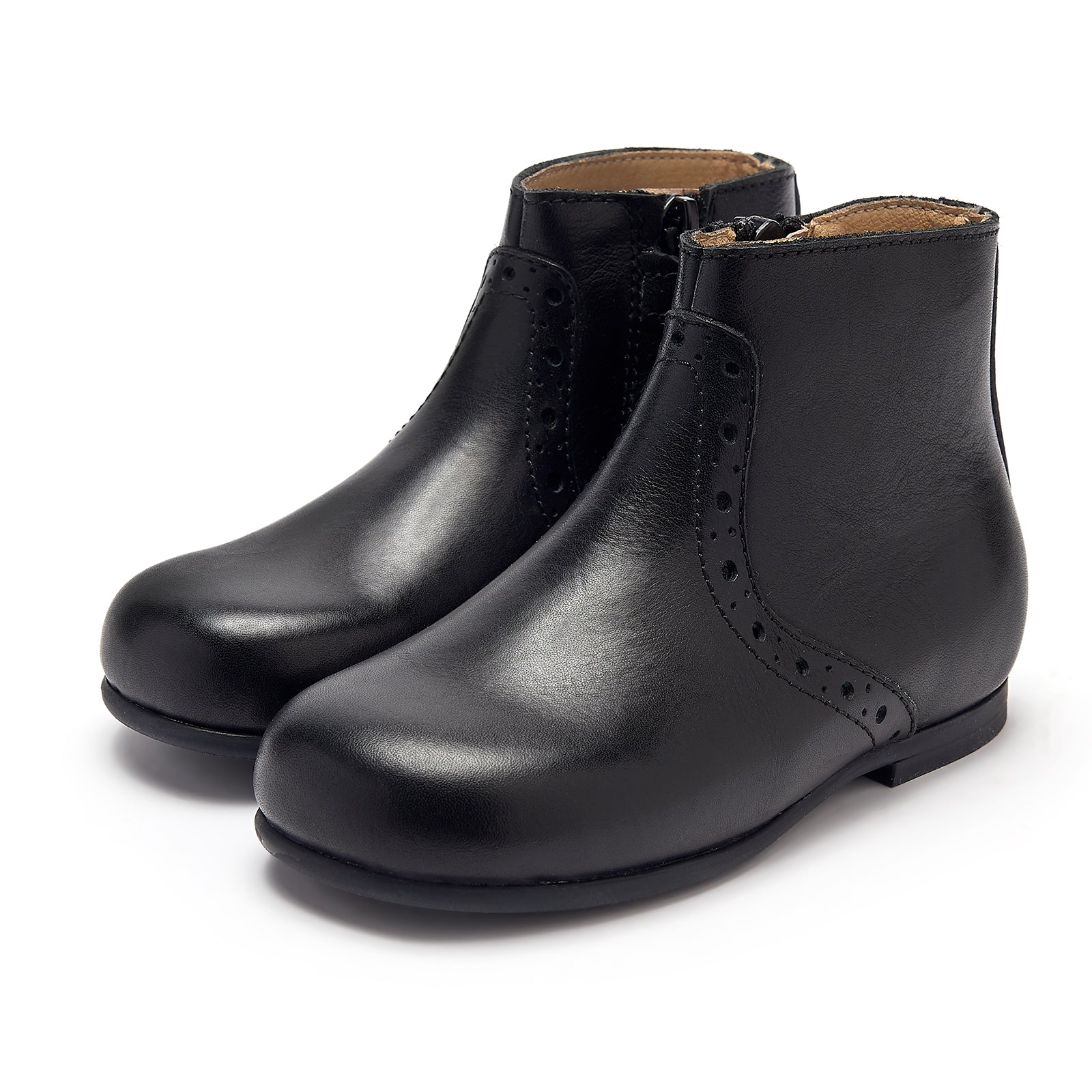 Young Soles Roxy Pixie Leather Boots - Black/Hunter Green