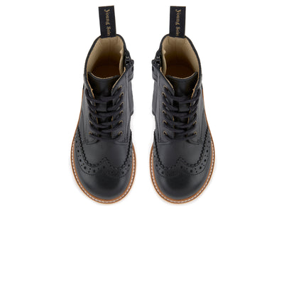 Young Soles Sidney Brogue Black Leather Boots