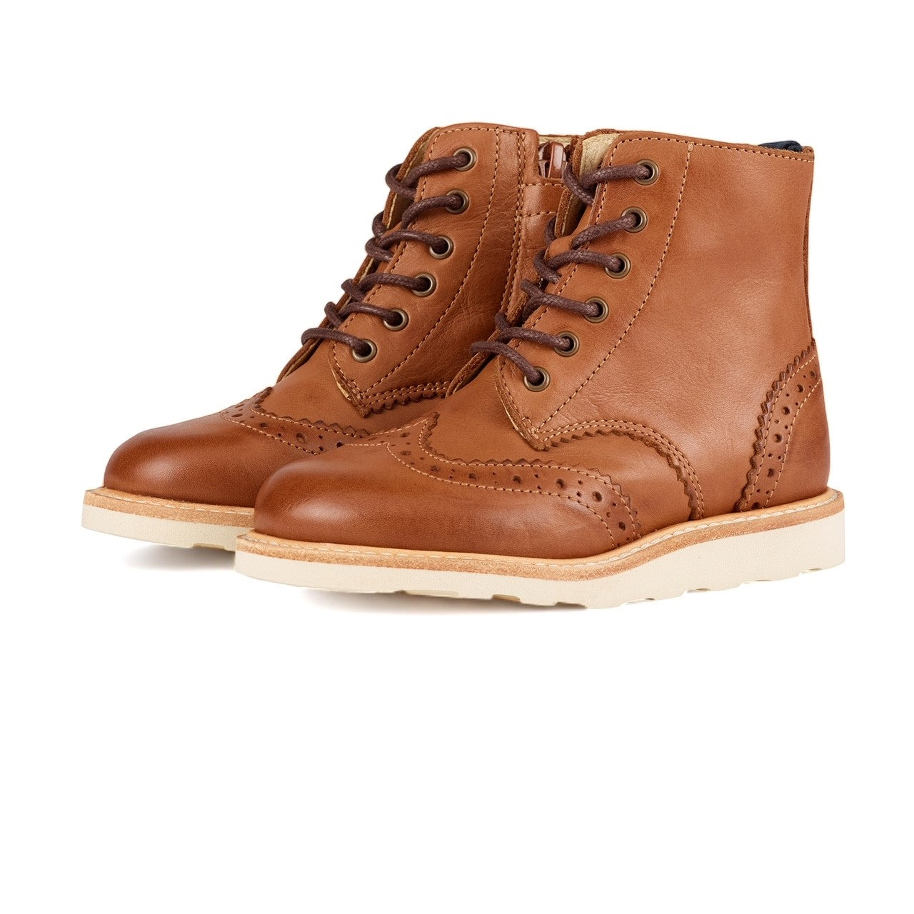 Young Soles Sidney Brogue Tan Leather Boots