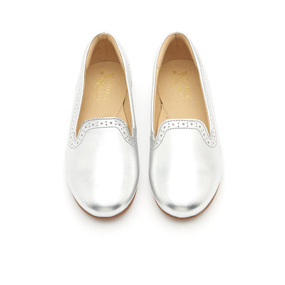 Young Soles Sindy Silver Leather Slipper Shoes