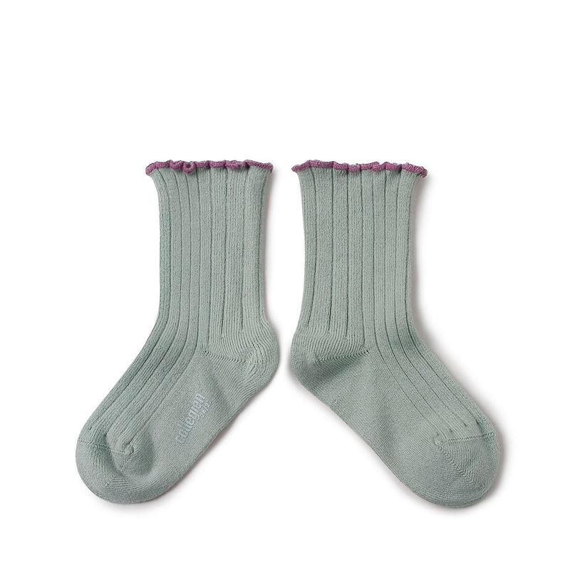 Collegien Delphine Lettuce Trim Ribbed Socks - Marine