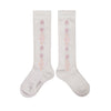 Collegien Dalia Jacquard Flower Knee High Socks - Blanc Neige *Preorder*