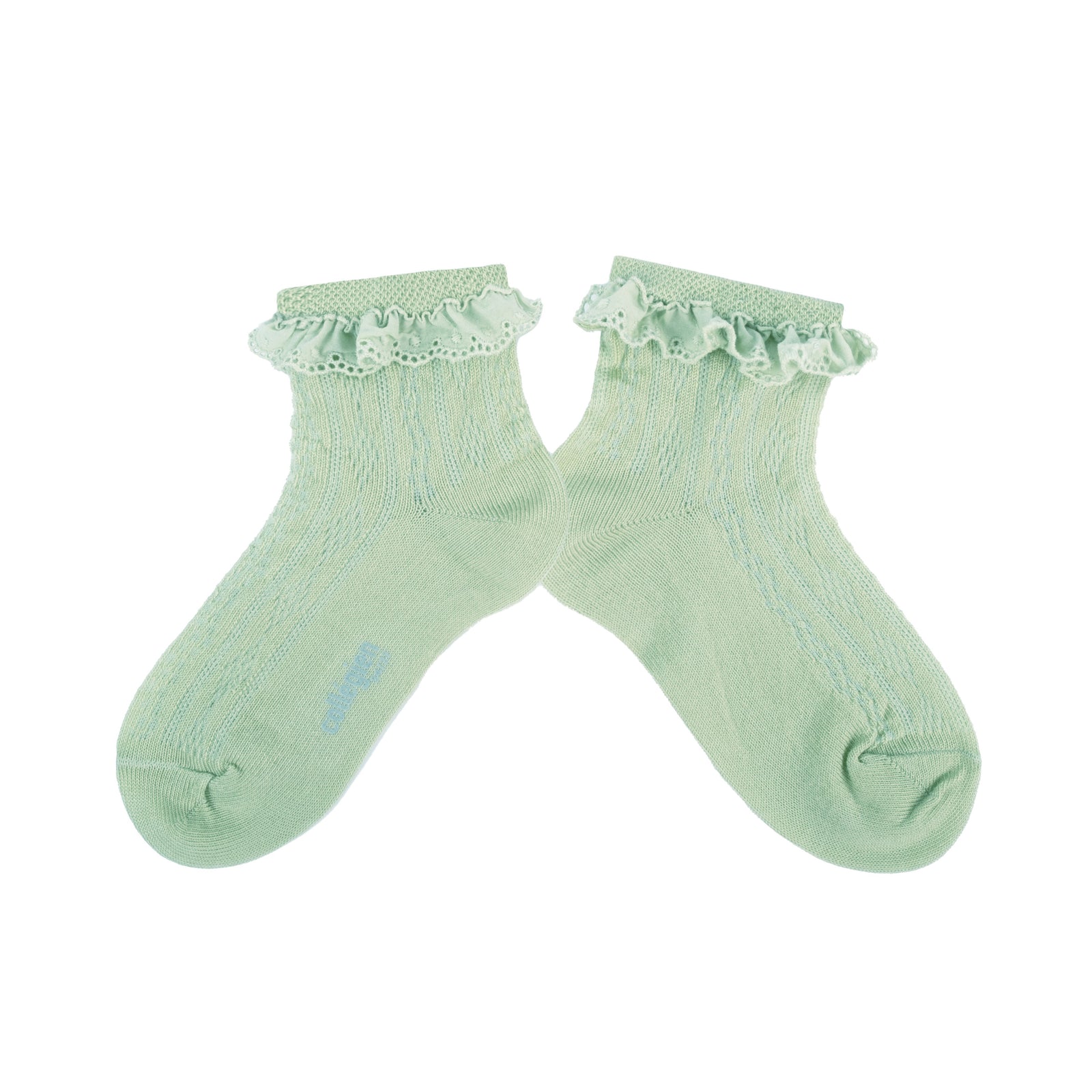 Collegien Marie Pointelle Socks Broderie Anglaise / Verveine *preorder*