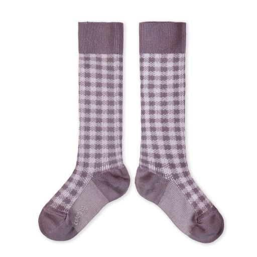 Collegien Claude Gingham Knee High Socks  / Glycine du Japon *preorder*