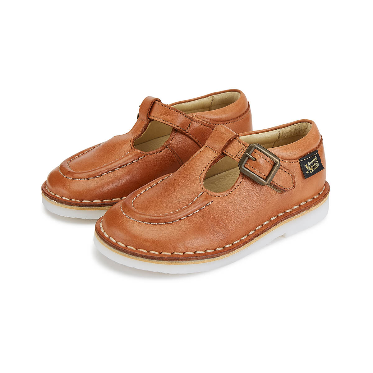Young Soles Parker T-Bar Clay Leather Shoes